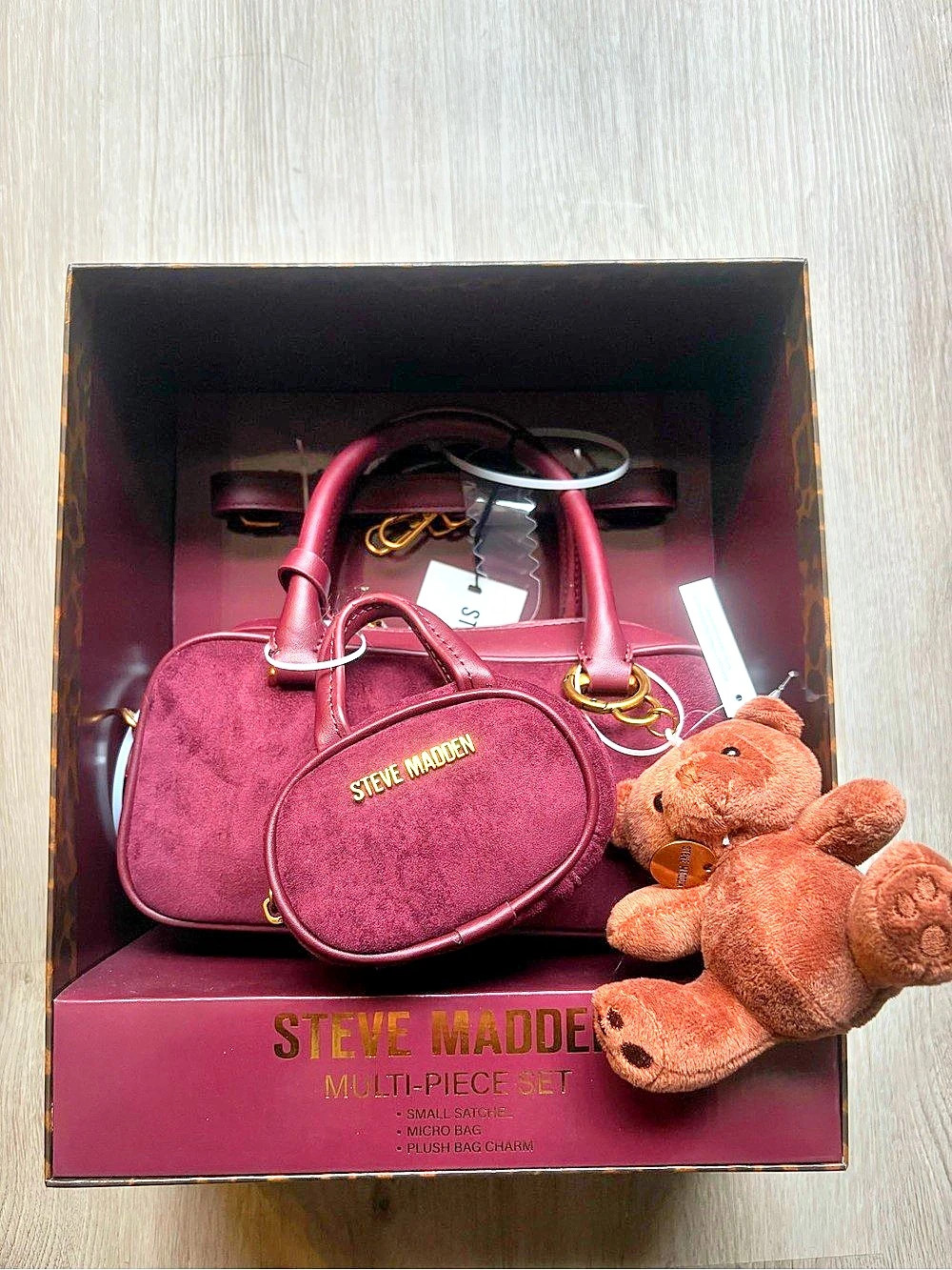 Steve Madden Multi-Piece Set Satchel and Micro Bag Burgundy & Brown NWT